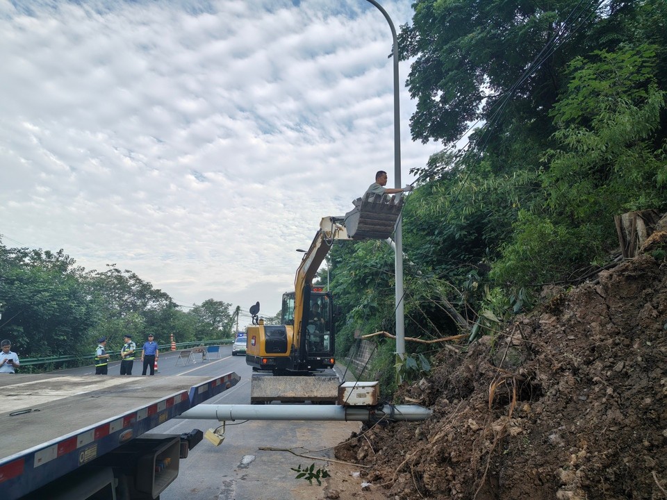 电线杆倾倒阻断交通 交通部门高效处置保畅通